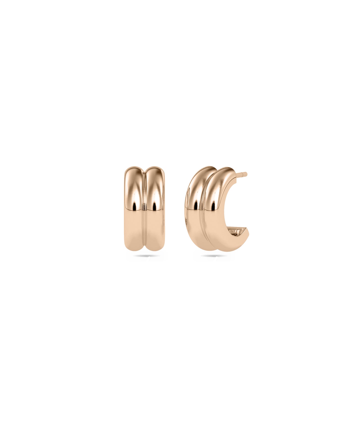 2 Row Gold Half Hoop Earring