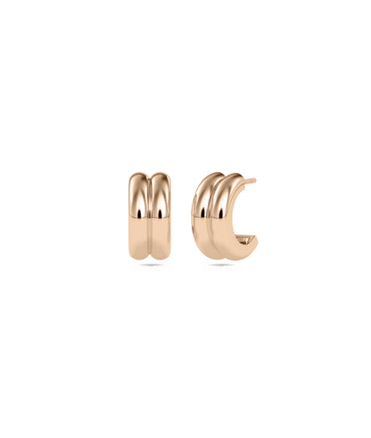 2 Row Gold Half Hoop Earring