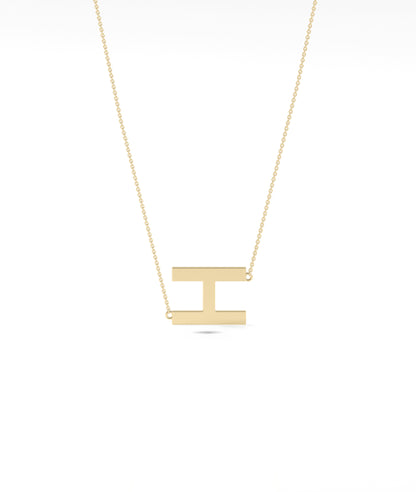 Gold Horizontal Initial Necklace - Everyday Jewelry