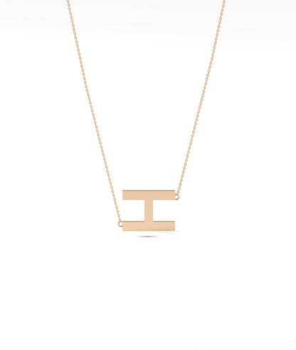 Gold Horizontal Initial Necklace - Everyday Jewelry