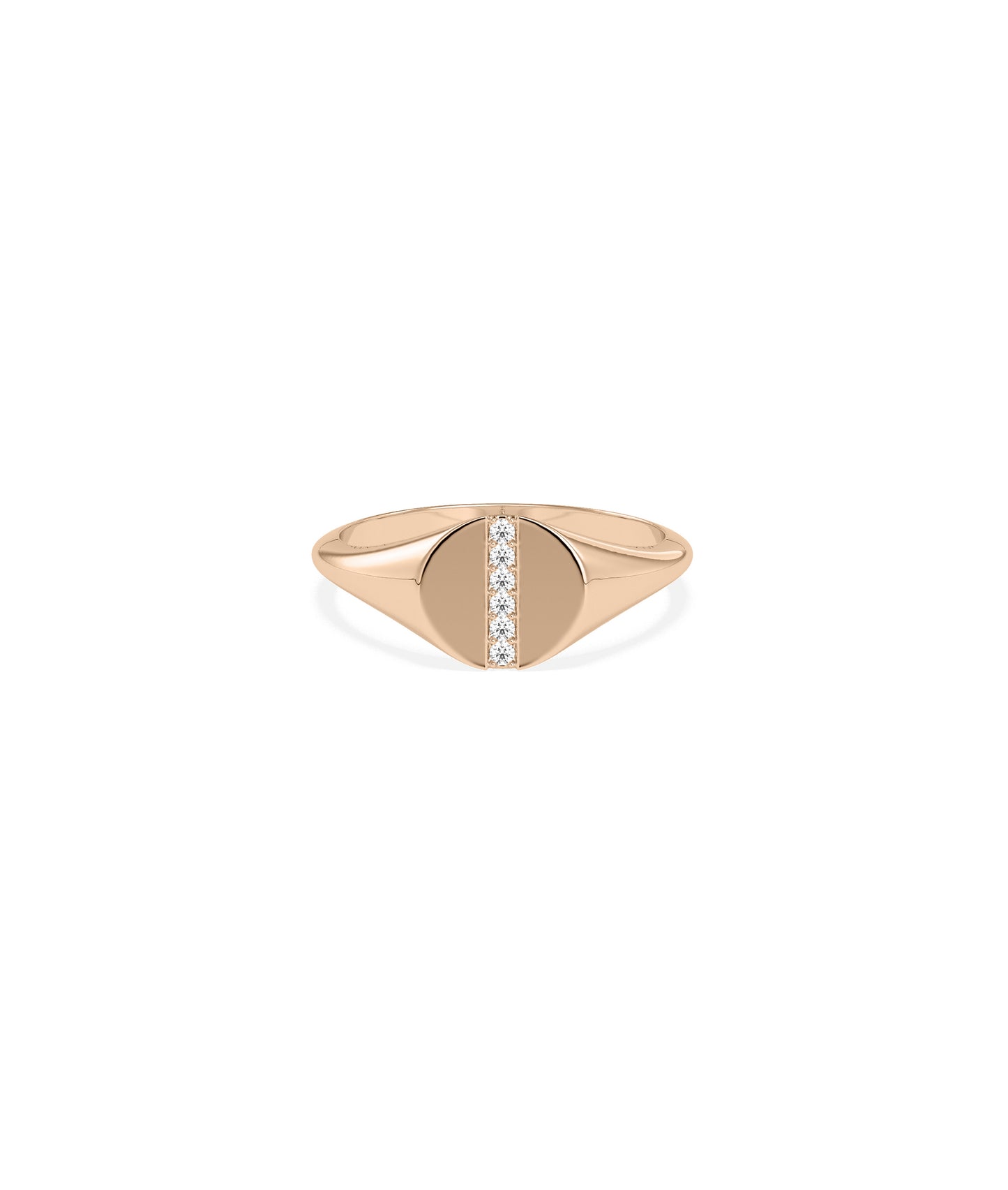 Diamond Straight Line Circle Signet Band Ring