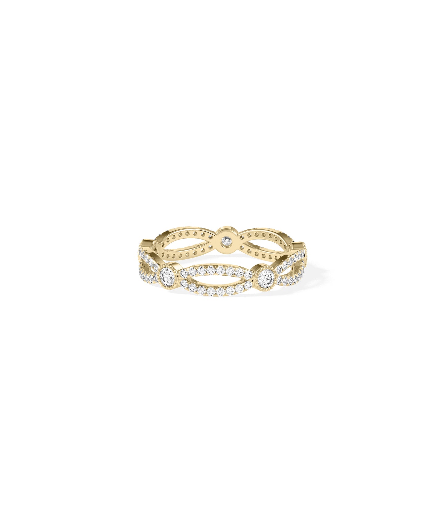 Diamond Solitaire & Pave Band Ring - Elegant Diamond Band