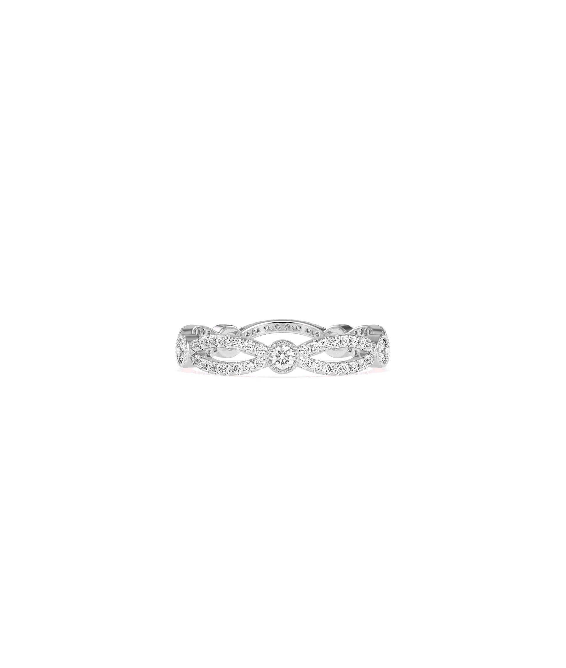 Diamond Solitaire & Pave Band Ring - Elegant Diamond Band