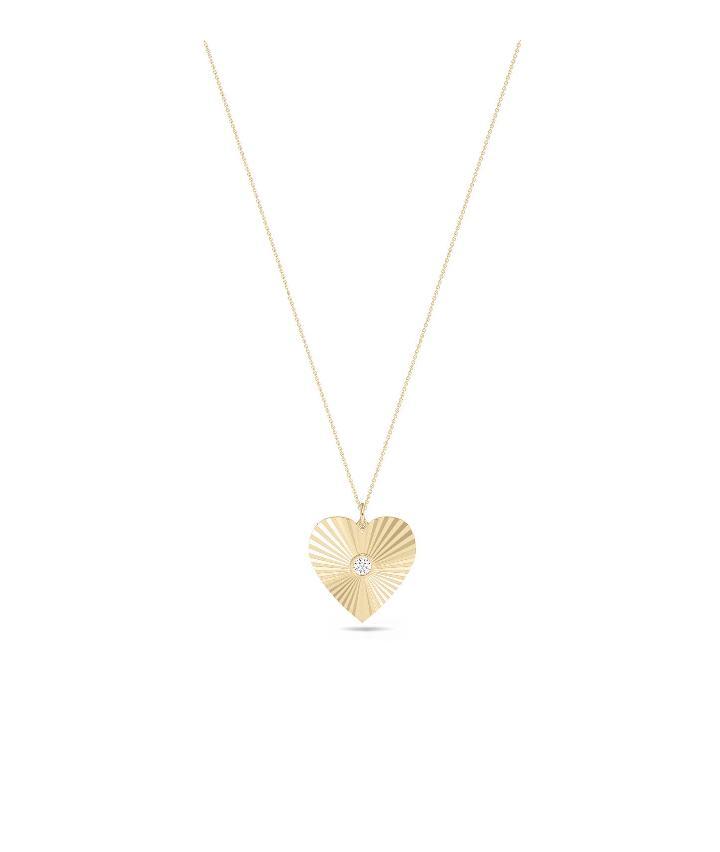 Groove Heart Charm with Diamond Solitaire