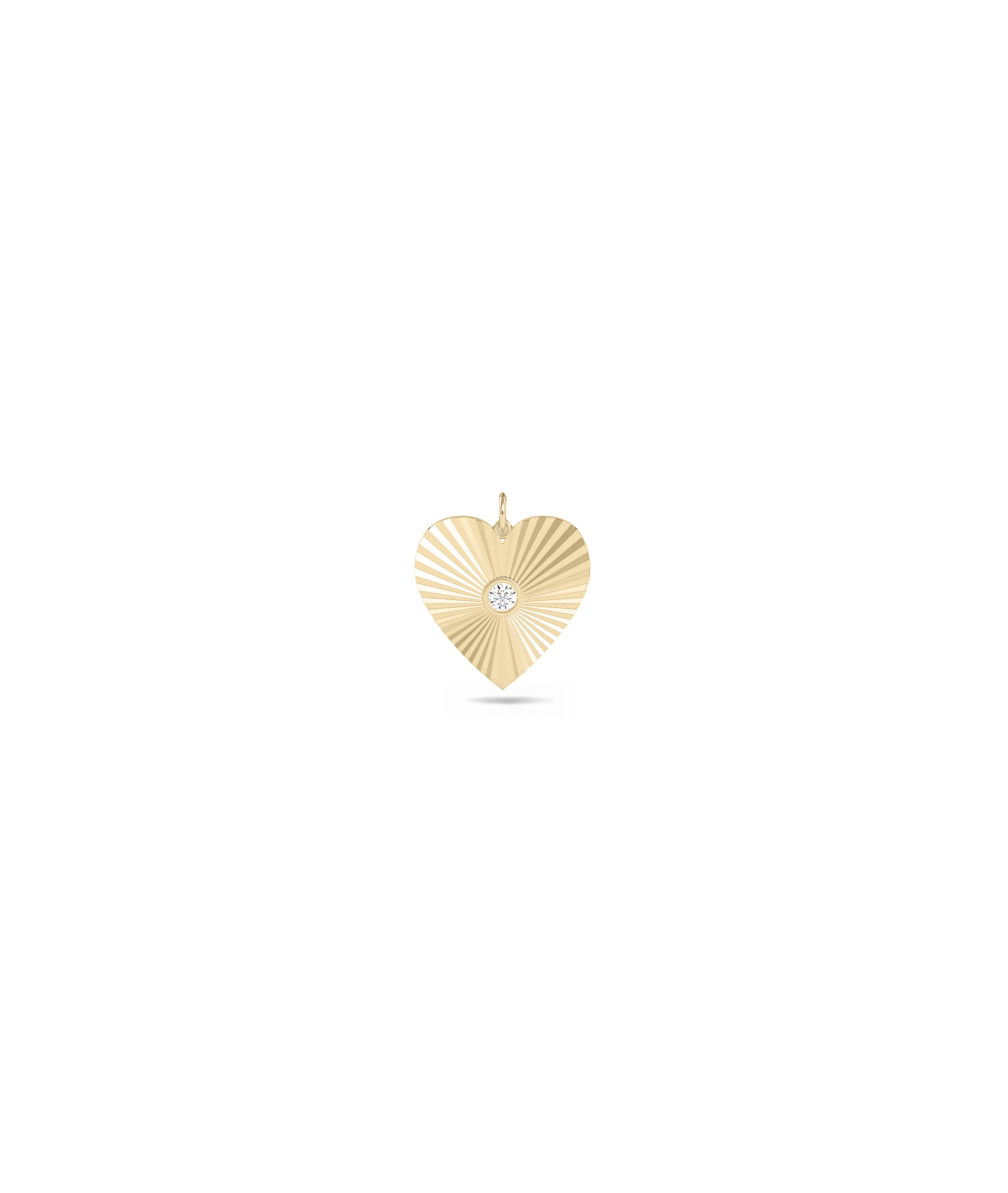 Groove Heart Charm with Diamond Solitaire