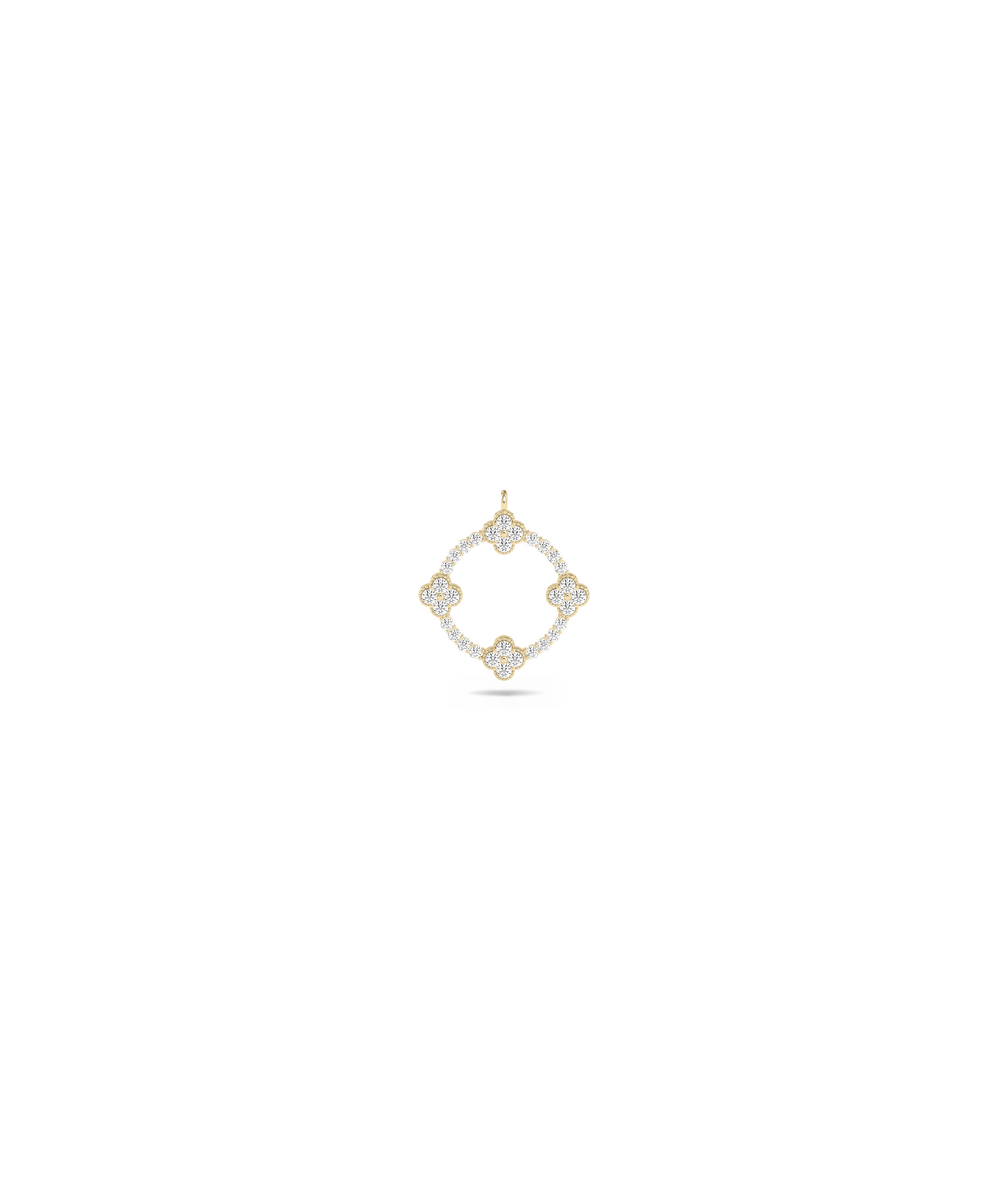 Diamond Clover Circle Charm - Chic Everyday Jewelry