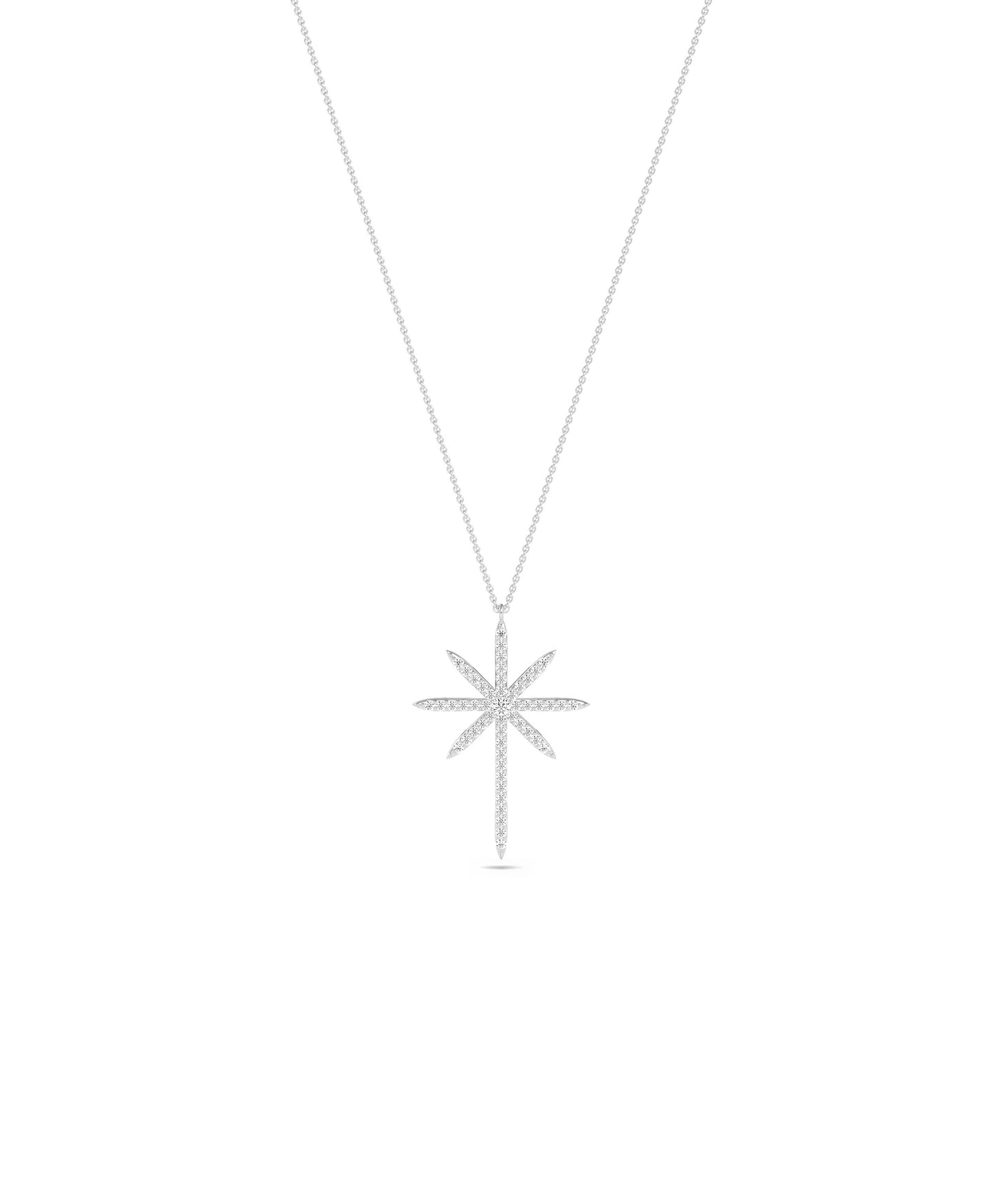 Diamond Star Cross Necklace - Elegant Everyday Jewelry