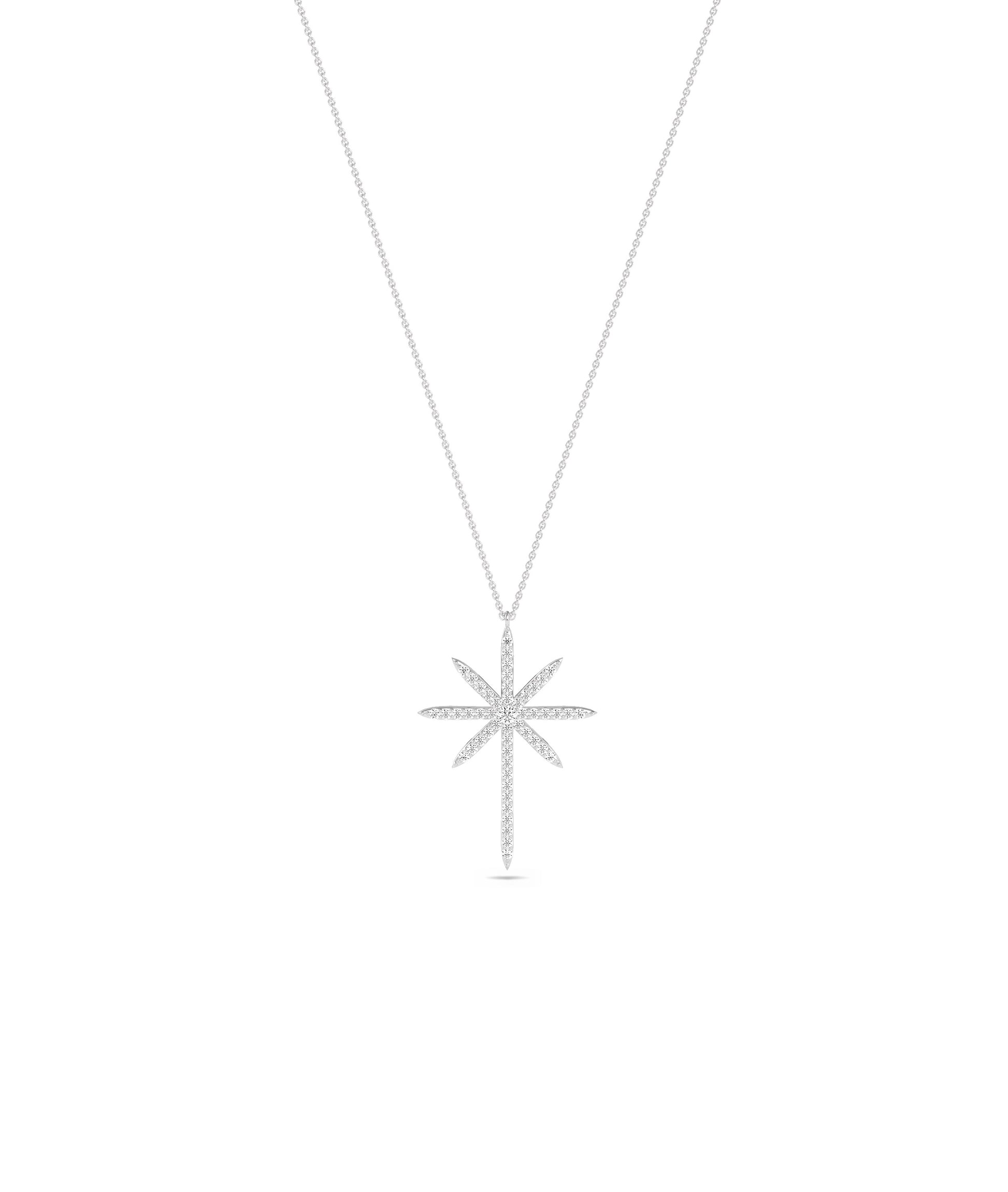 Diamond Star Cross Necklace - Elegant Everyday Jewelry