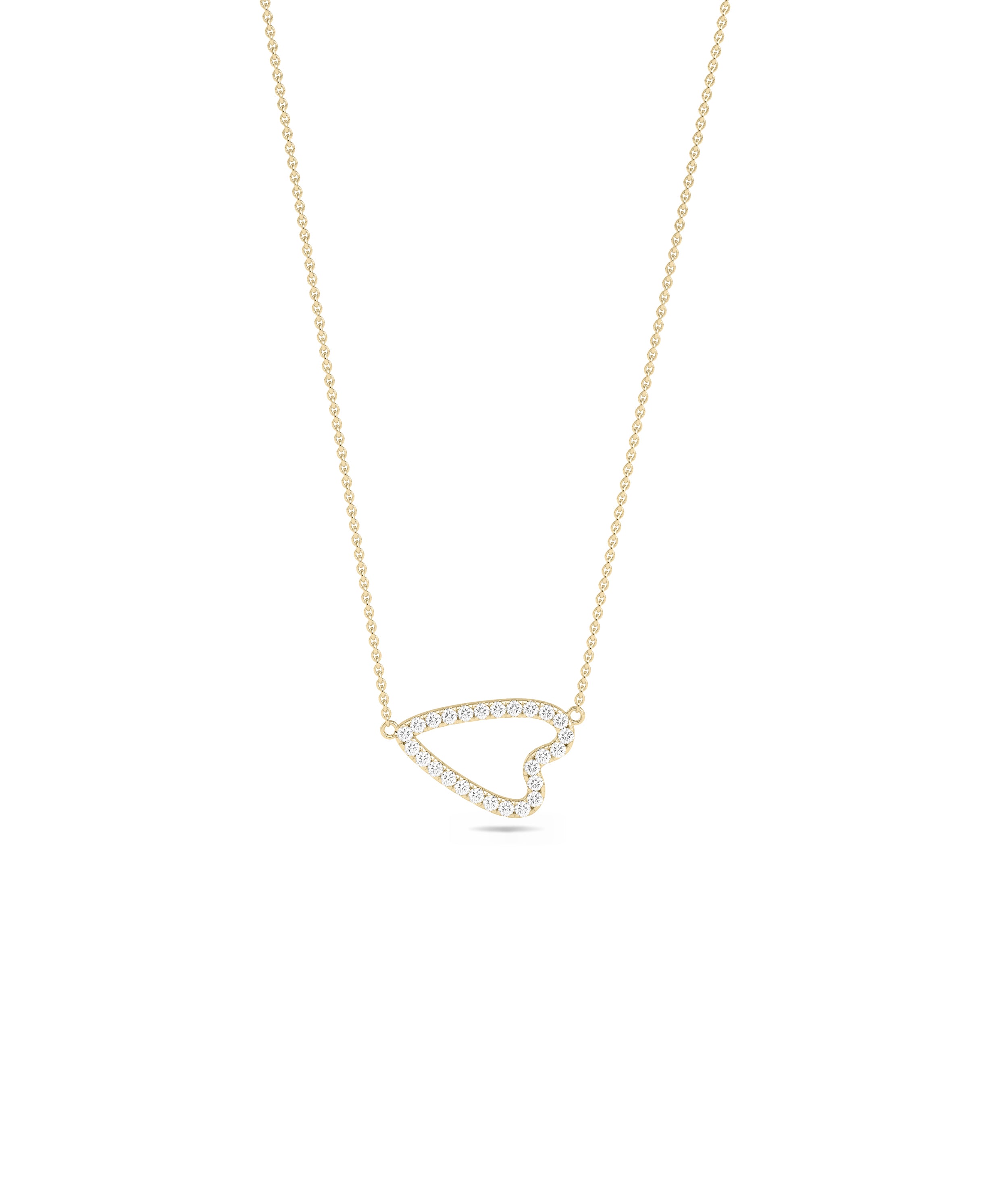 Abstract Diamond Pave Heart Outline Necklace