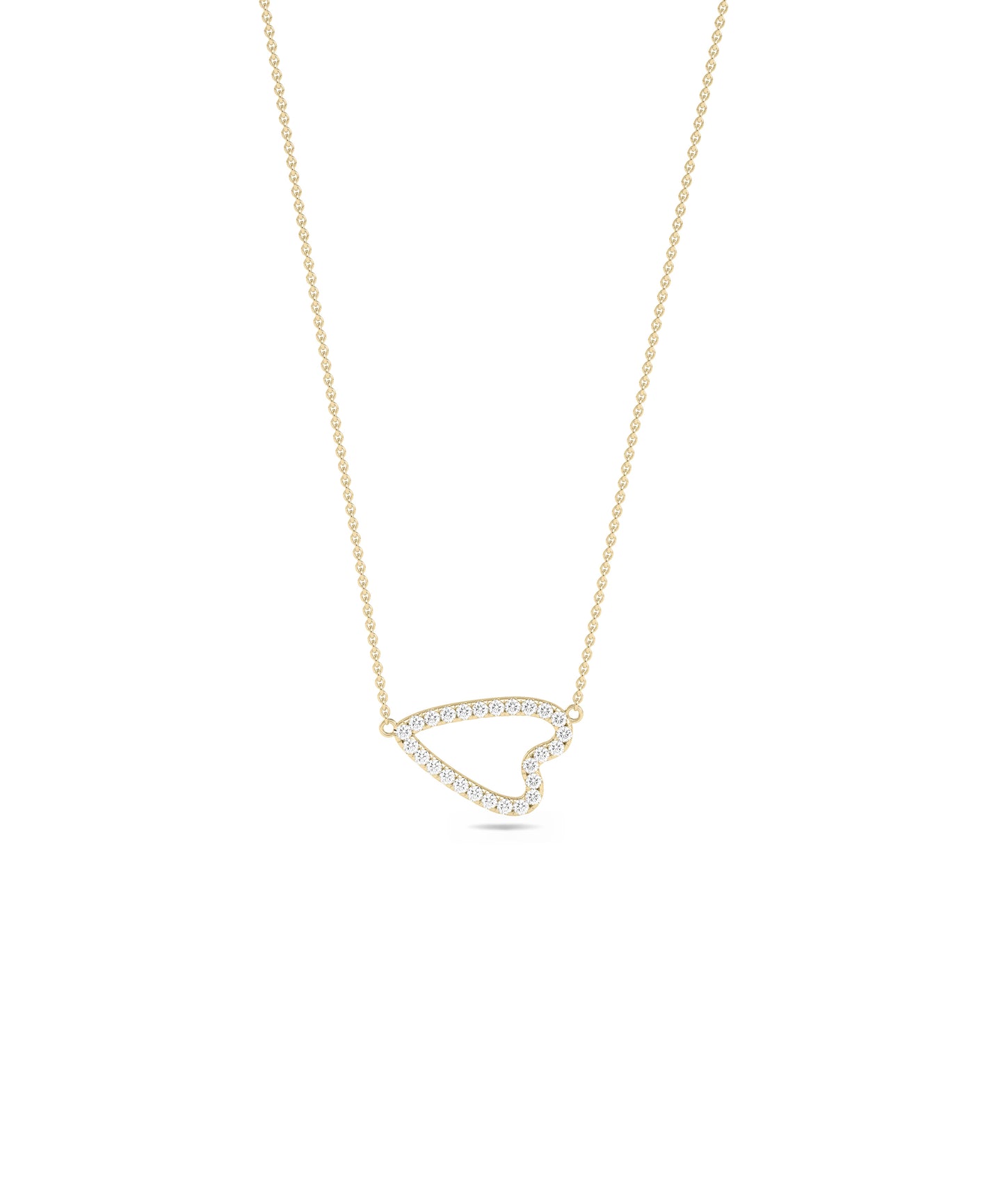 Abstract Diamond Pave Heart Outline Necklace