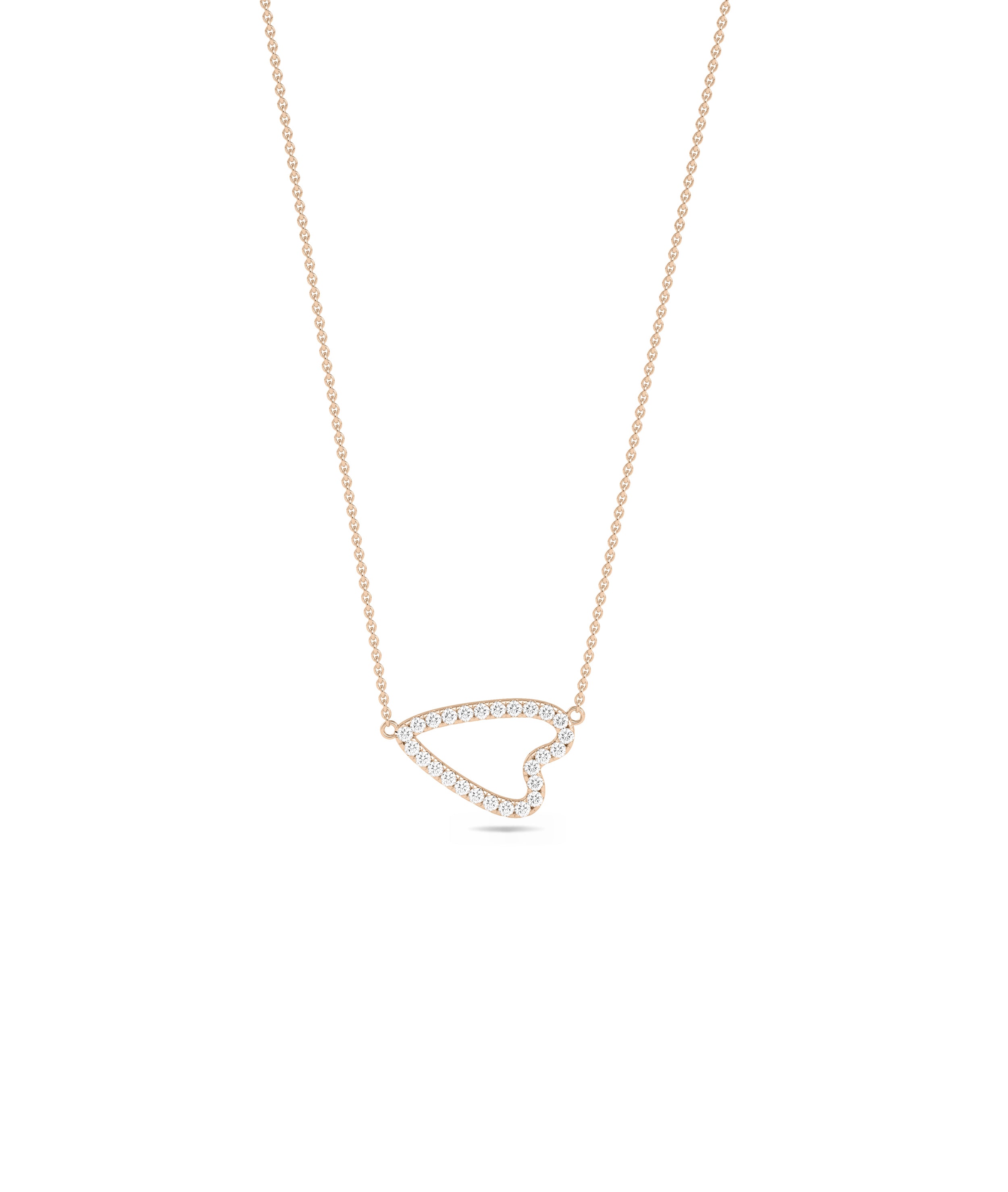 Abstract Diamond Pave Heart Outline Necklace