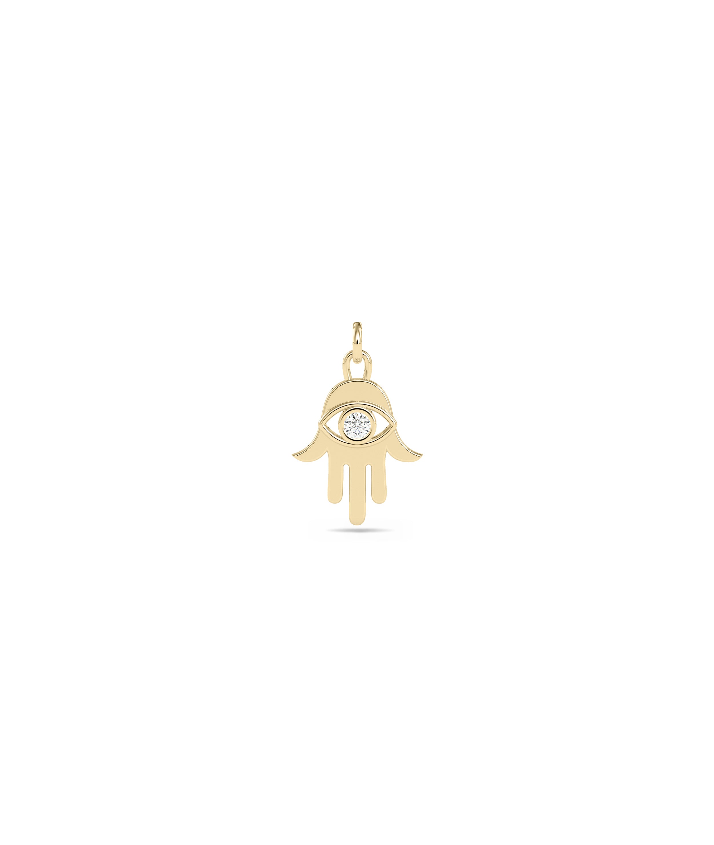 Gold Hamsa Diamond Solitaire Charm - Everyday Jewelry