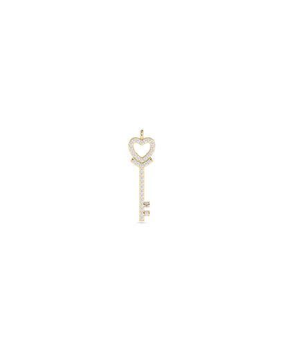 Diamond Pave Heart & Key Charm - Everyday Jewelry