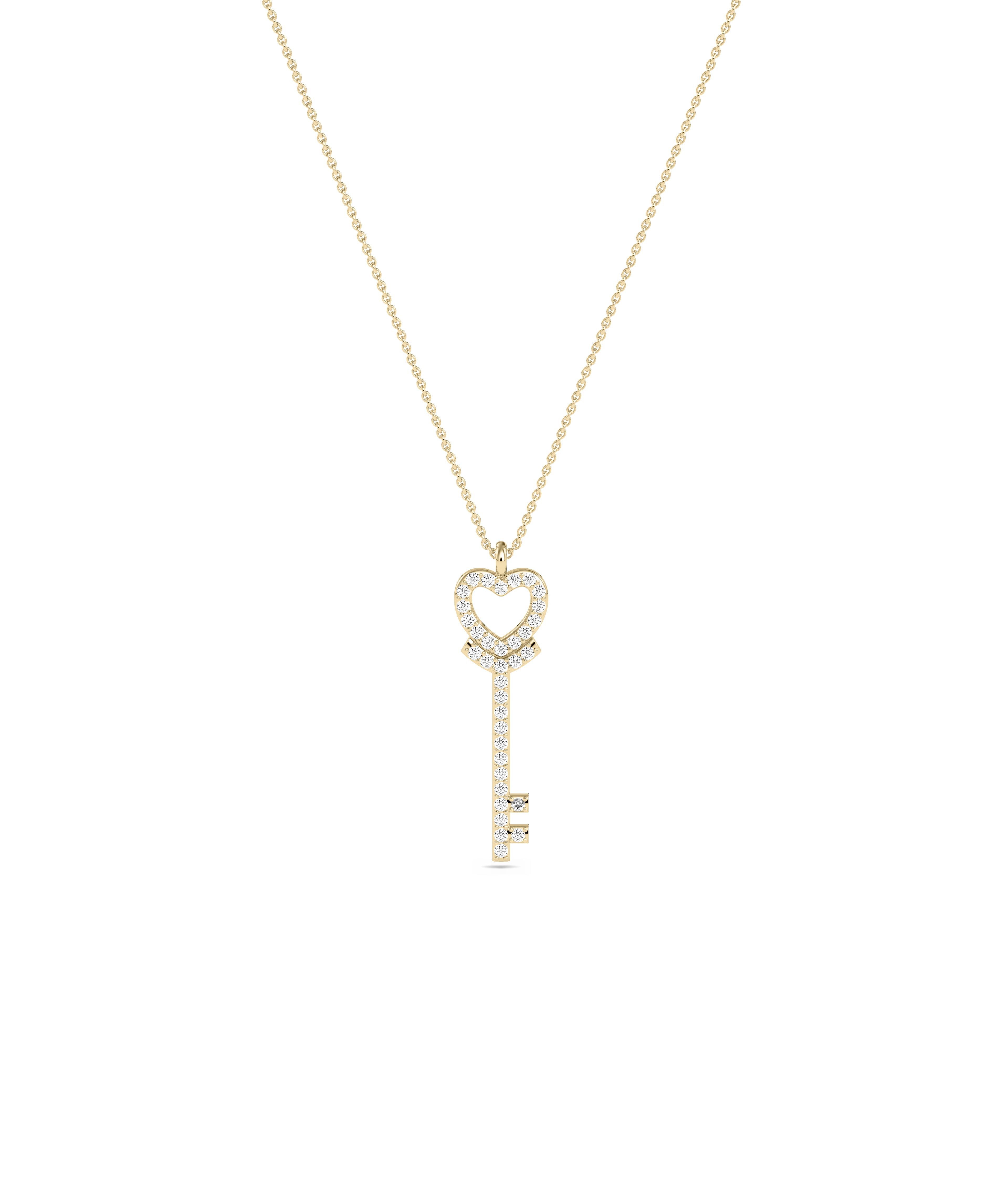 Diamond Pave Heart & Key Charm - Everyday Jewelry