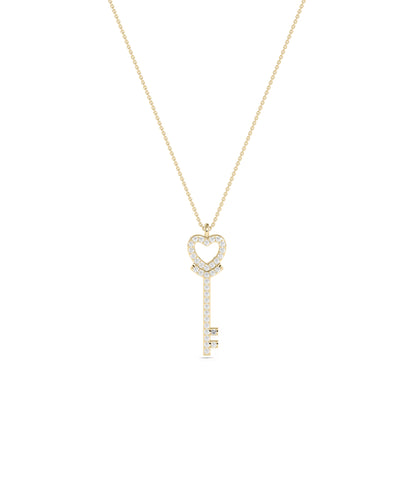 Diamond Pave Heart & Key Charm - Everyday Jewelry