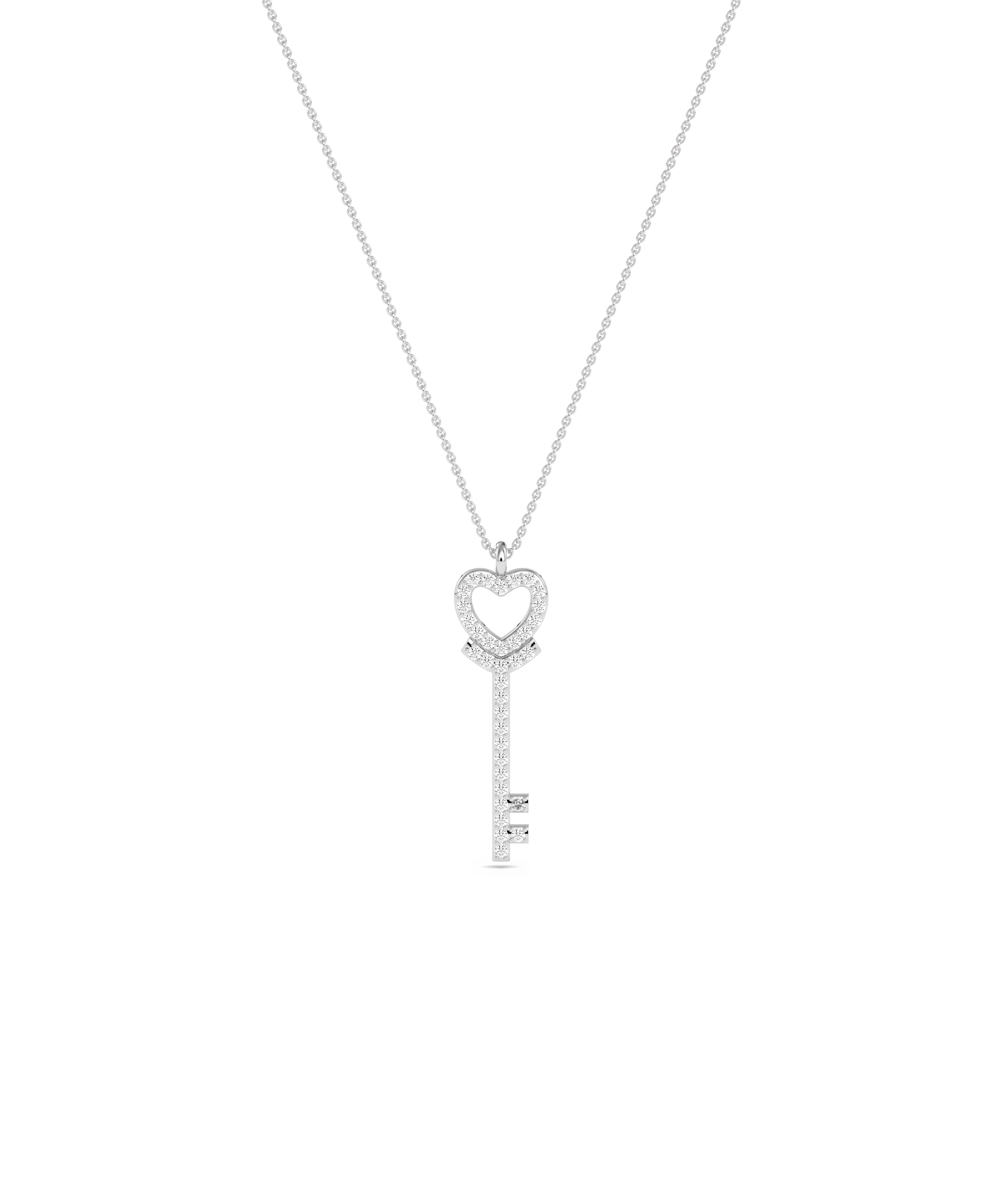 Diamond Pave Heart & Key Charm - Everyday Jewelry