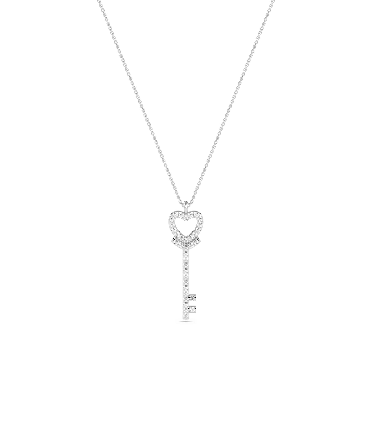 Diamond Pave Heart & Key Charm - Everyday Jewelry