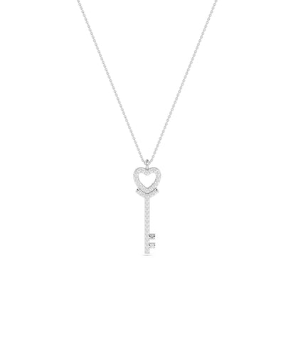 Diamond Pave Heart & Key Charm - Everyday Jewelry