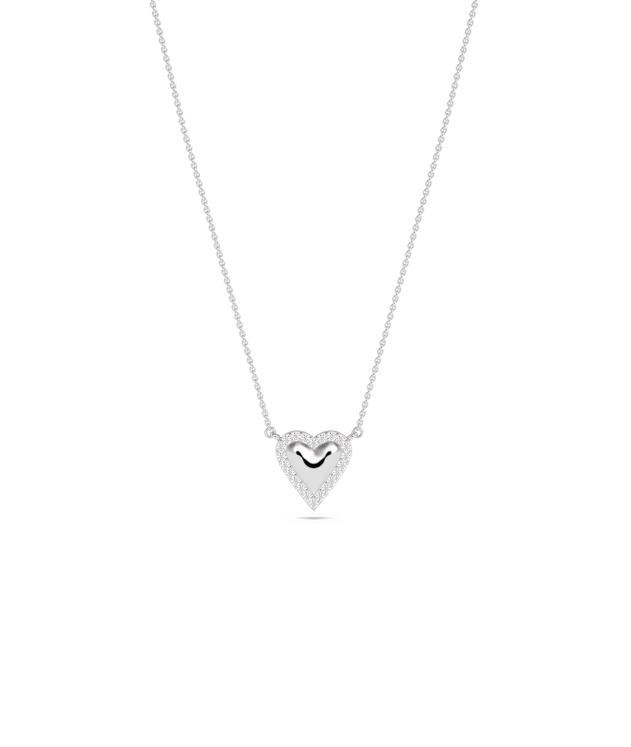 Diamond Outline Bubble Heart Necklace - Everyday Jewelry