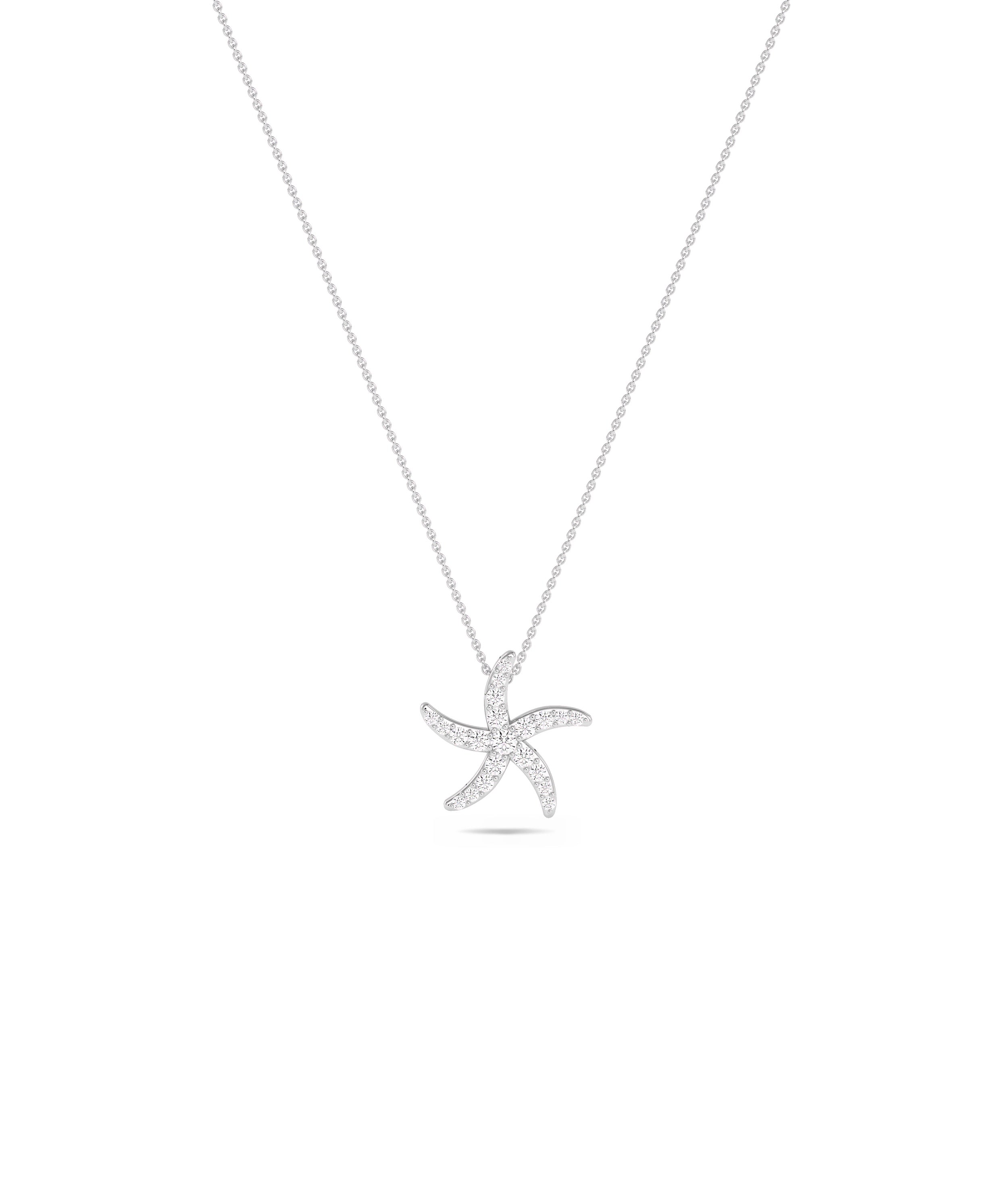 Diamond Pave Starfish Necklace - Everyday Jewelry