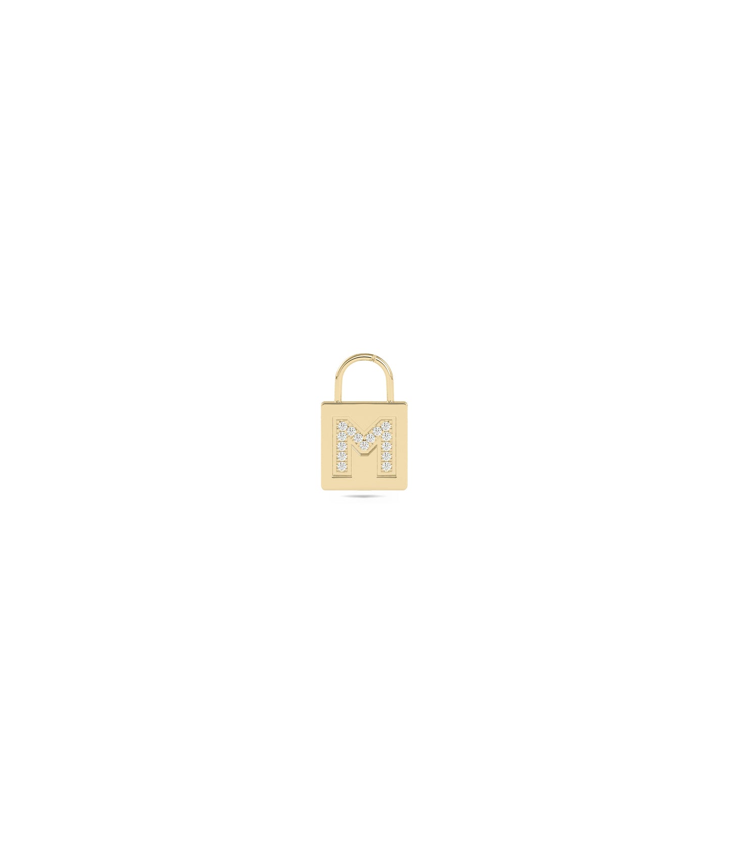 Gold Lock with Custom Diamond Pave Initial Charm