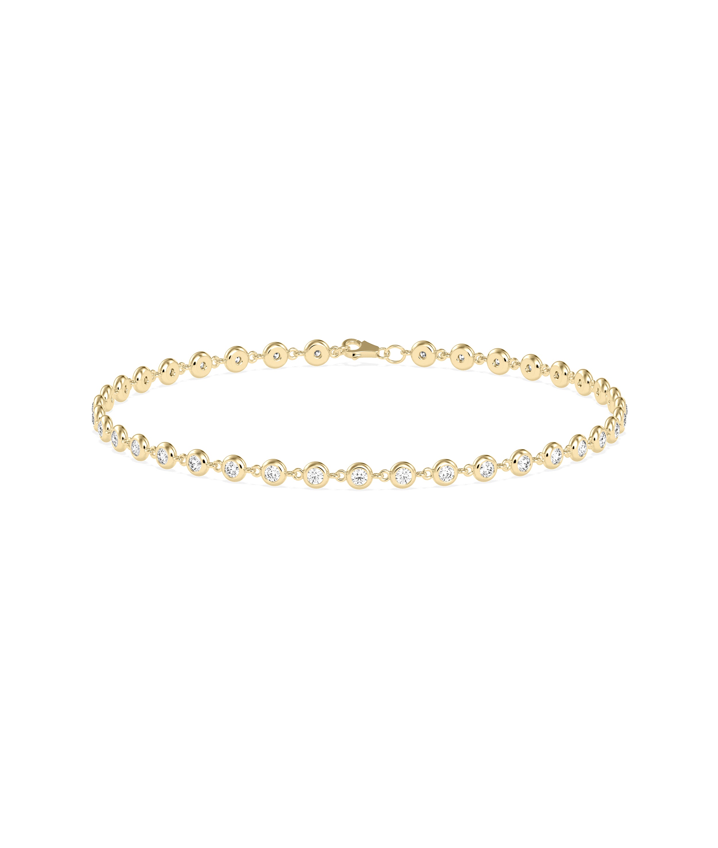 "Discover timeless elegance with our Diamond Bezel Set Link Bracelet. This exquisite diamond bangle bracelet adds a touch of sophistication to any outfit."