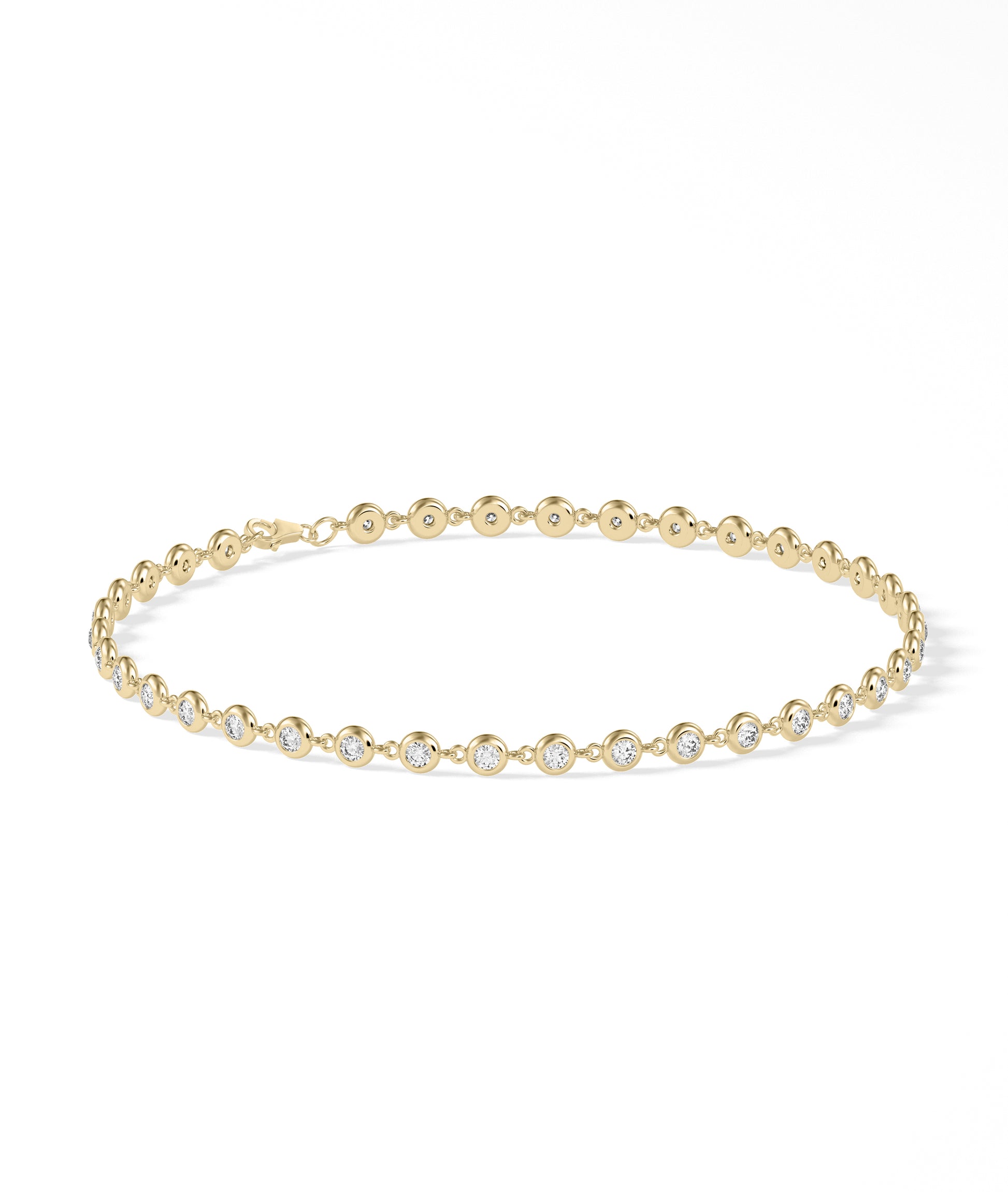 "Discover timeless elegance with our Diamond Bezel Set Link Bracelet. This exquisite diamond bangle bracelet adds a touch of sophistication to any outfit."