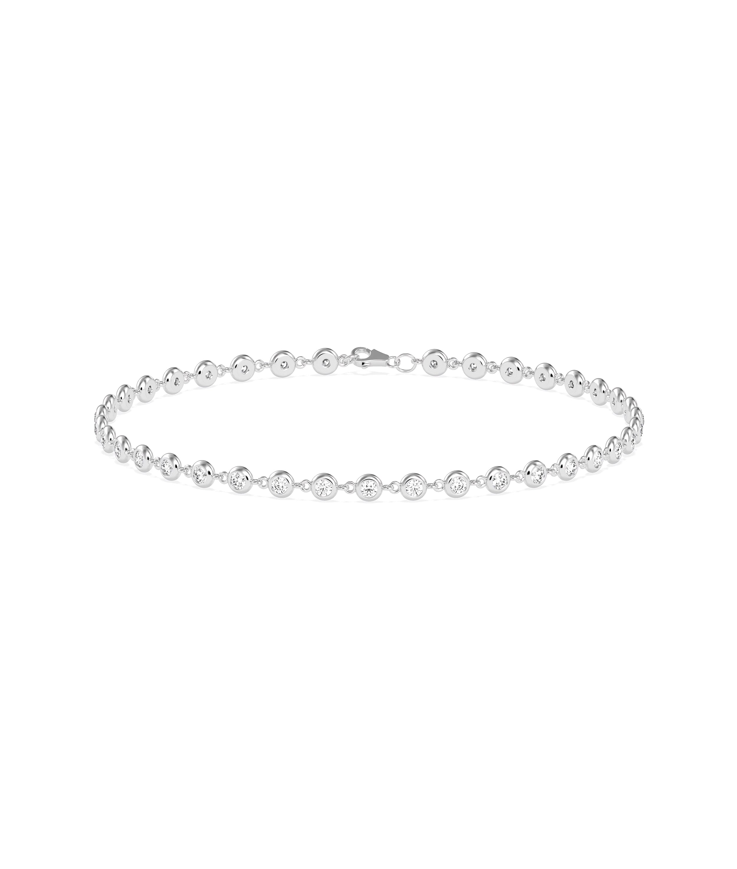 "Discover timeless elegance with our Diamond Bezel Set Link Bracelet. This exquisite diamond bangle bracelet adds a touch of sophistication to any outfit."