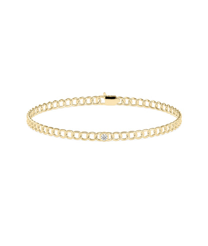 Diamond Solitaire Curb Link Bracelet | Gold Bracelets