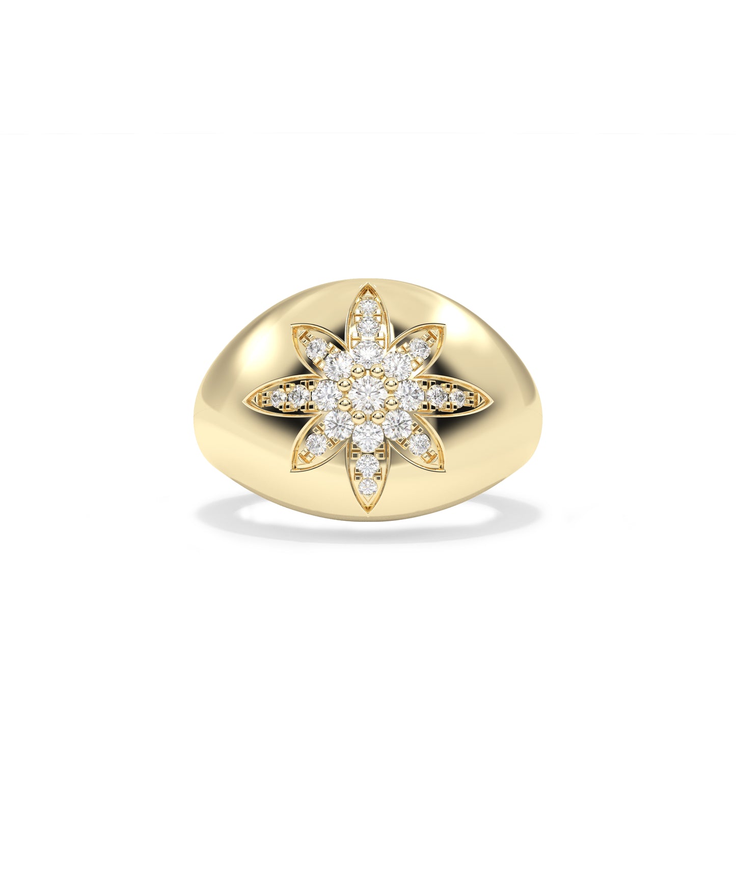 Diamond Pave Star Burst Dome Band Ring