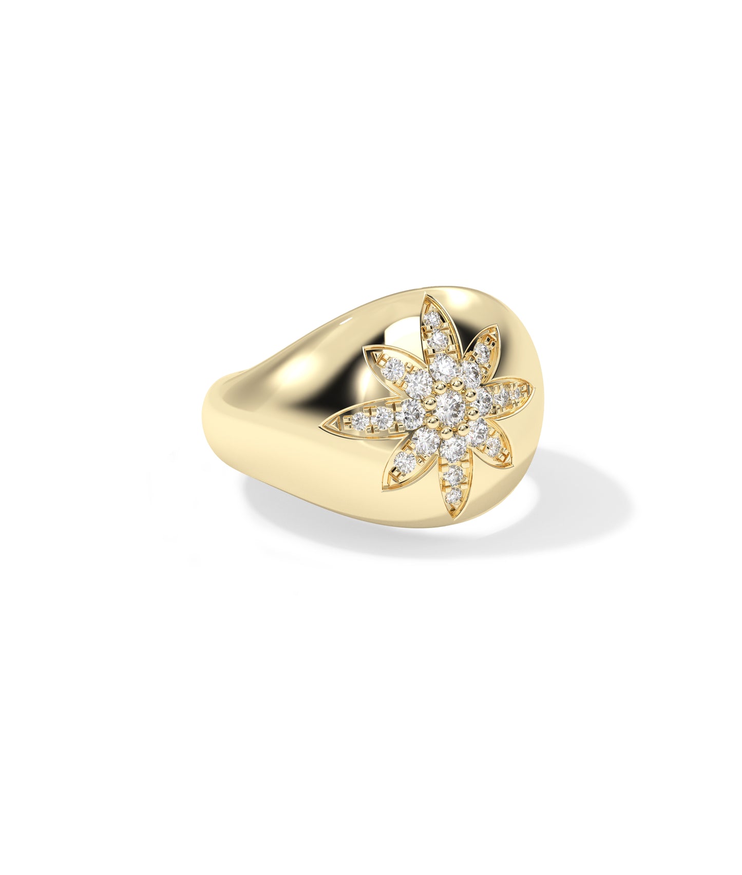 Diamond Pave Star Burst Dome Band Ring