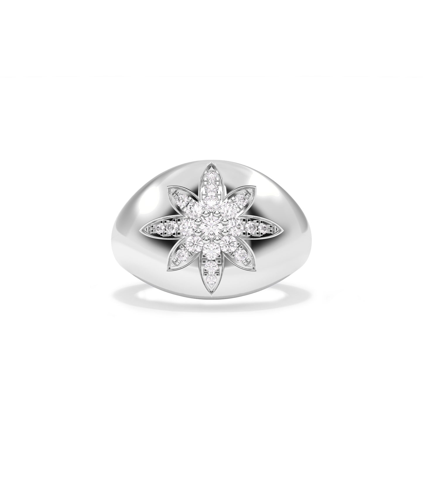 Diamond Pave Star Burst Dome Band Ring