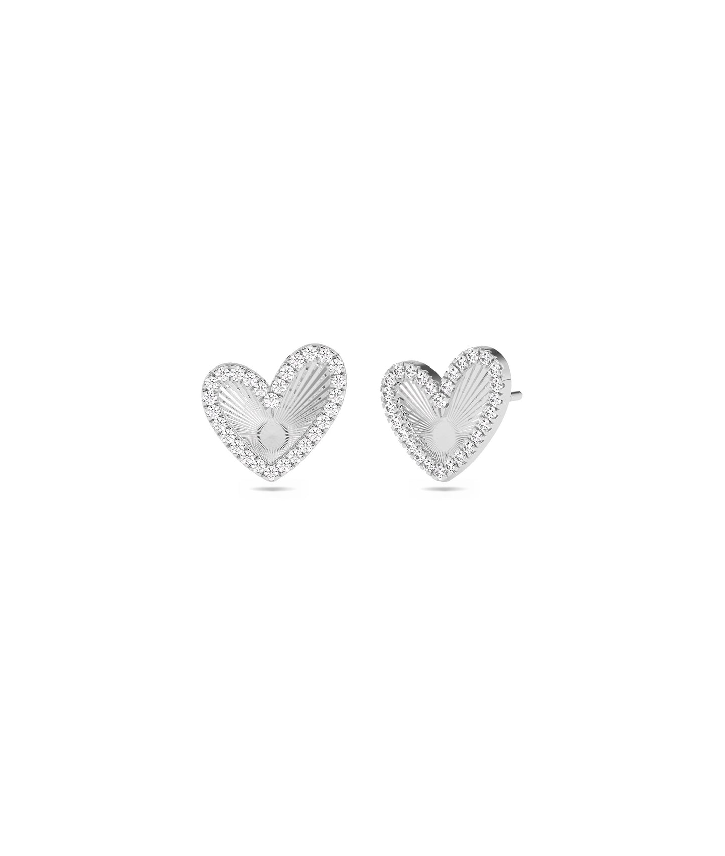 Diamond Halo Heart Stud Earring | Diamond Earrings