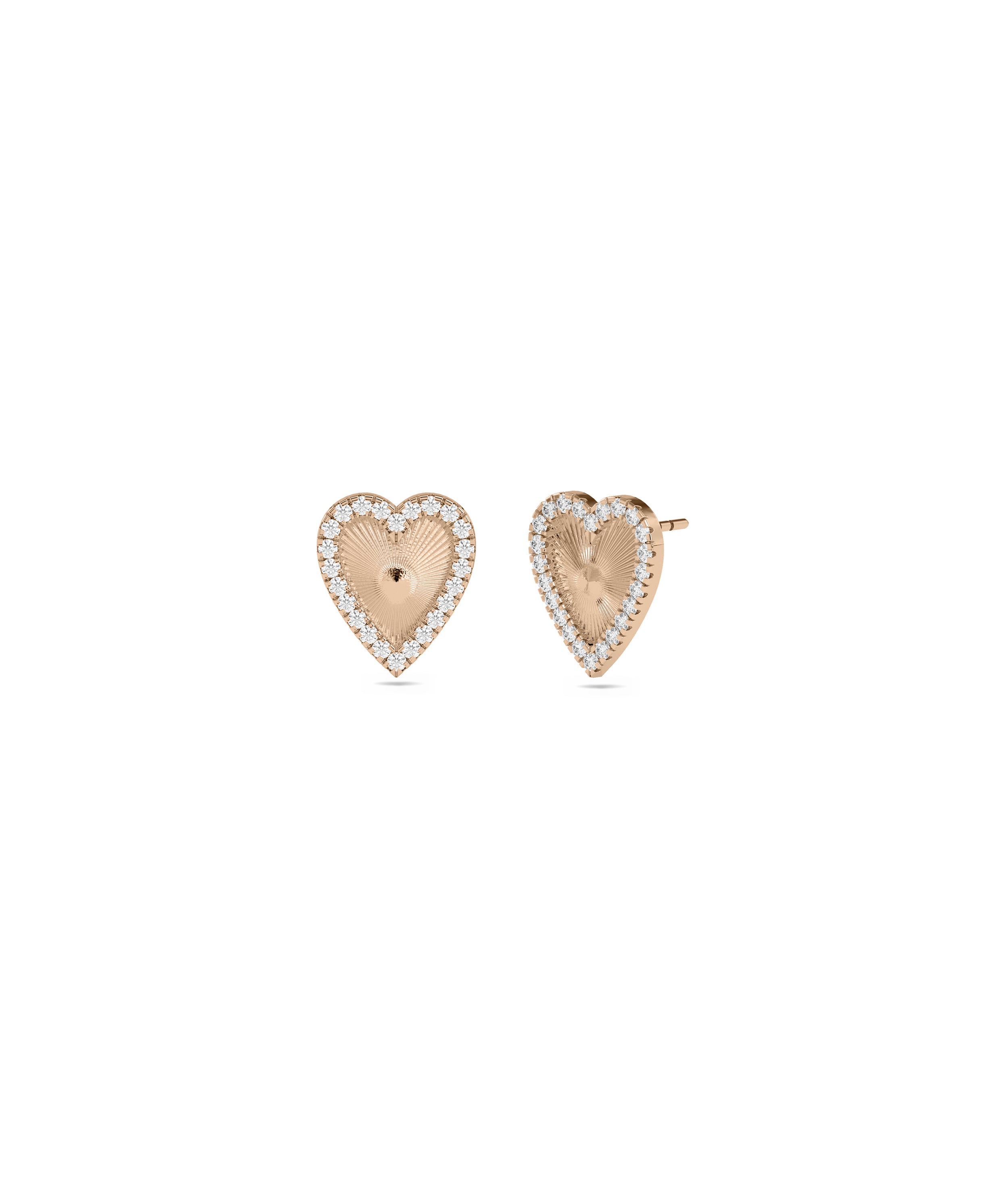 Diamond Halo Groove Heart Shape Stud Earring | Diamond Earrings For Everyday 