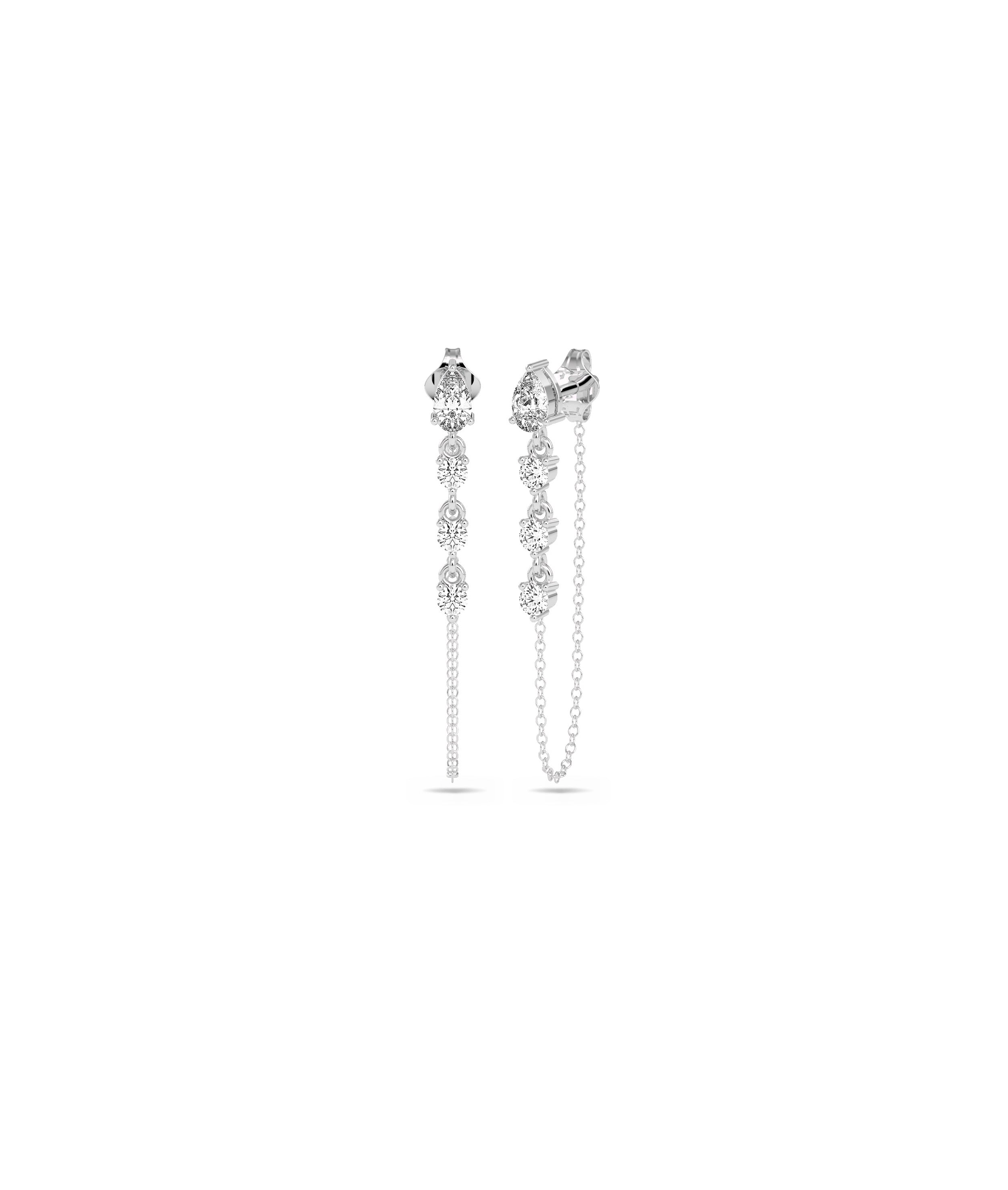 Diamond Cable Chain Dangle Earring