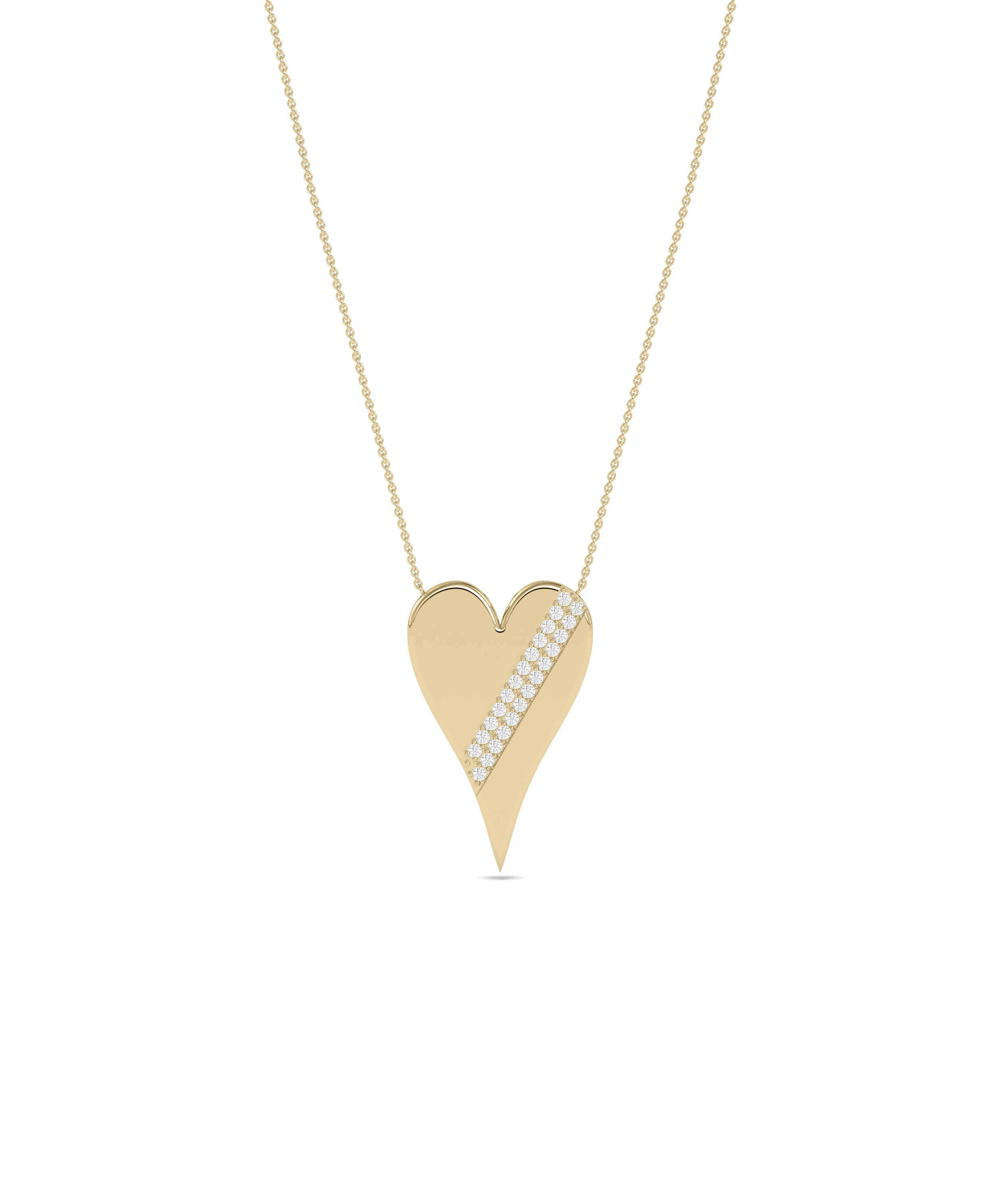 2 Row Diamond Line Heart Necklace - Everyday Jewelry