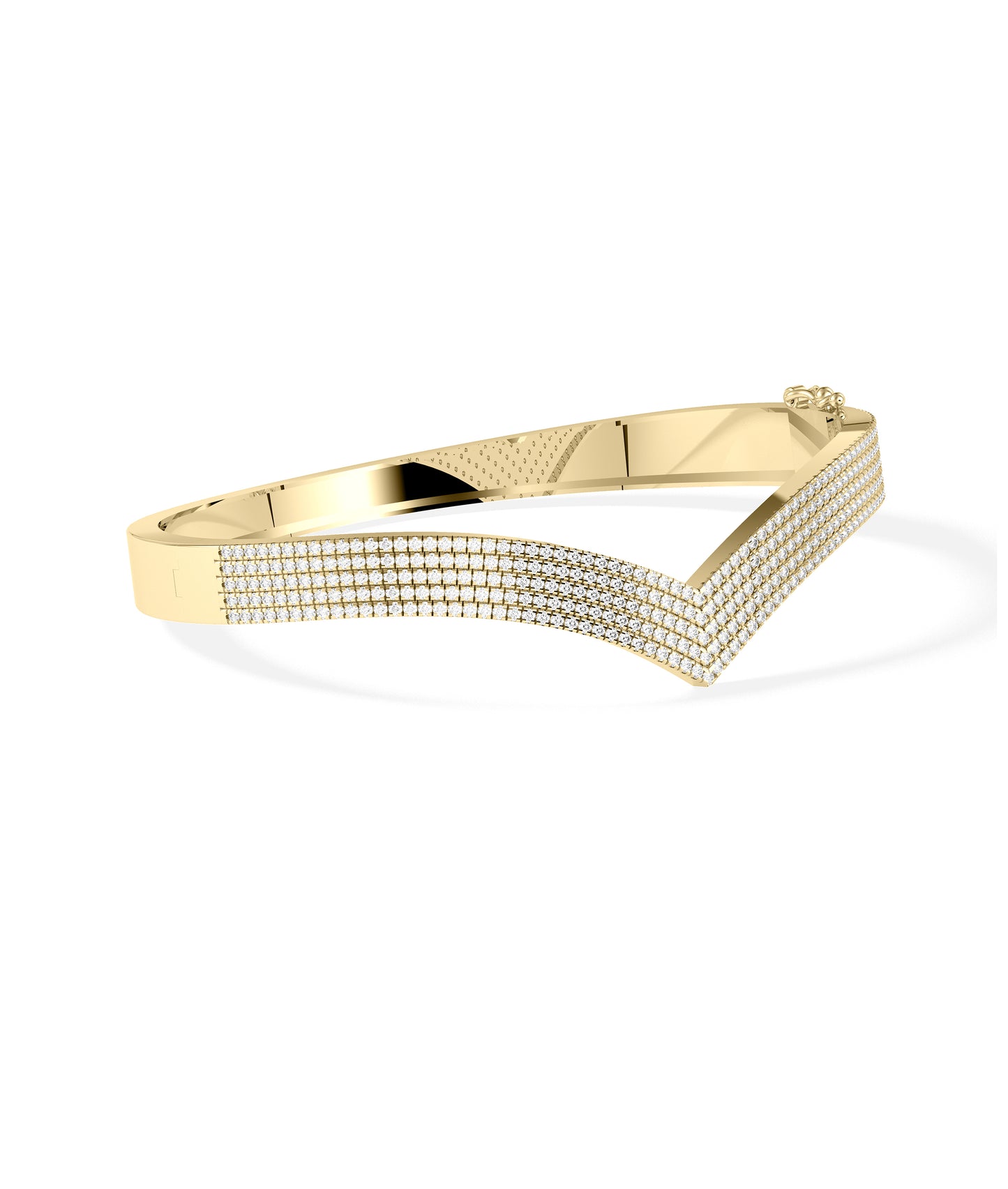 5 Row Flat Chevron Diamond Pave Bangle | Diamond Bangles