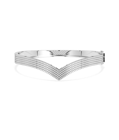 5 Row Flat Chevron Diamond Pave Bangle | Diamond Bangles