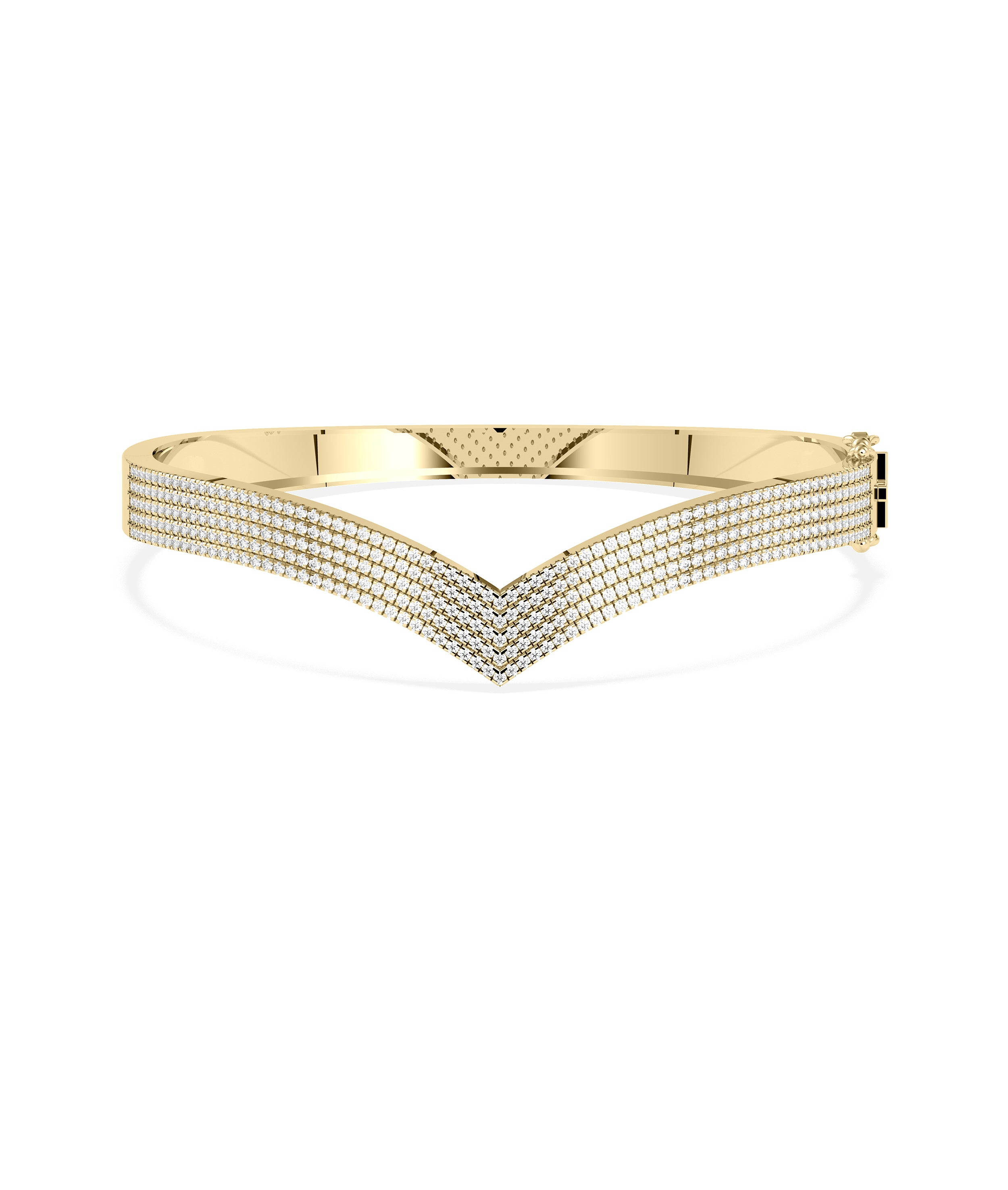 5 Row Flat Chevron Diamond Pave Bangle | Diamond Bangles