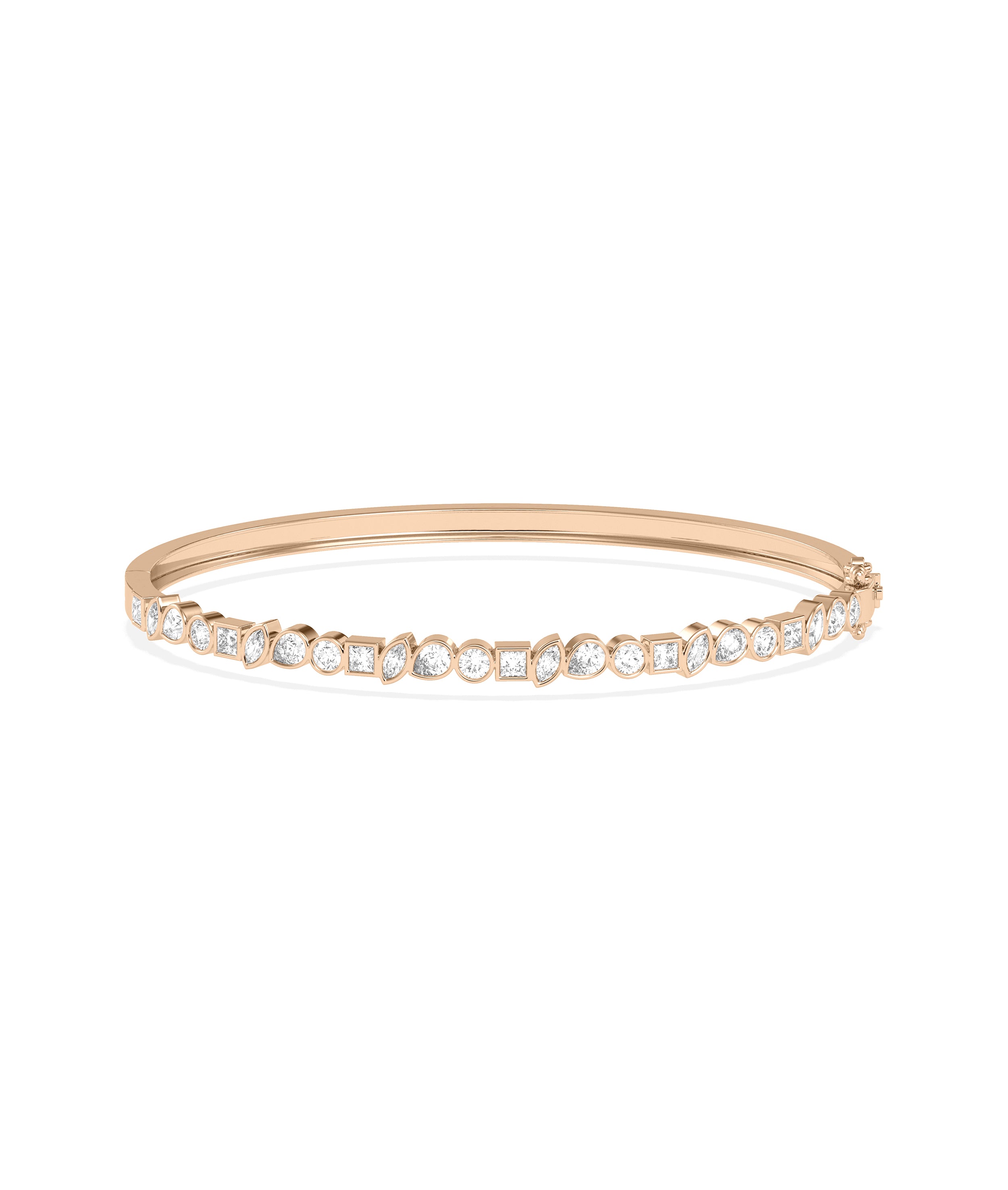 Multi-Shape Diamond Straight Line Bangle - Diamond Bangle