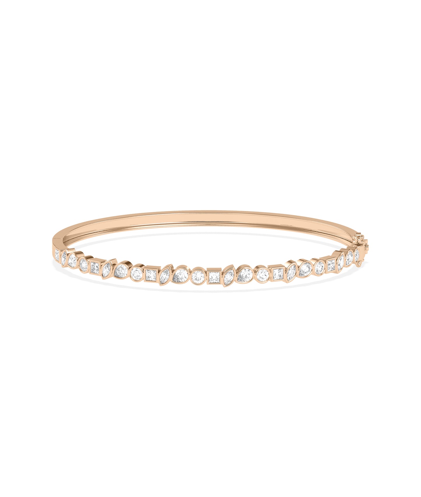 Multi-Shape Diamond Straight Line Bangle - Diamond Bangle