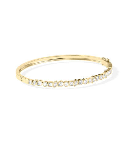 Multi-Shape Diamond Straight Line Bangle - Diamond Bangle