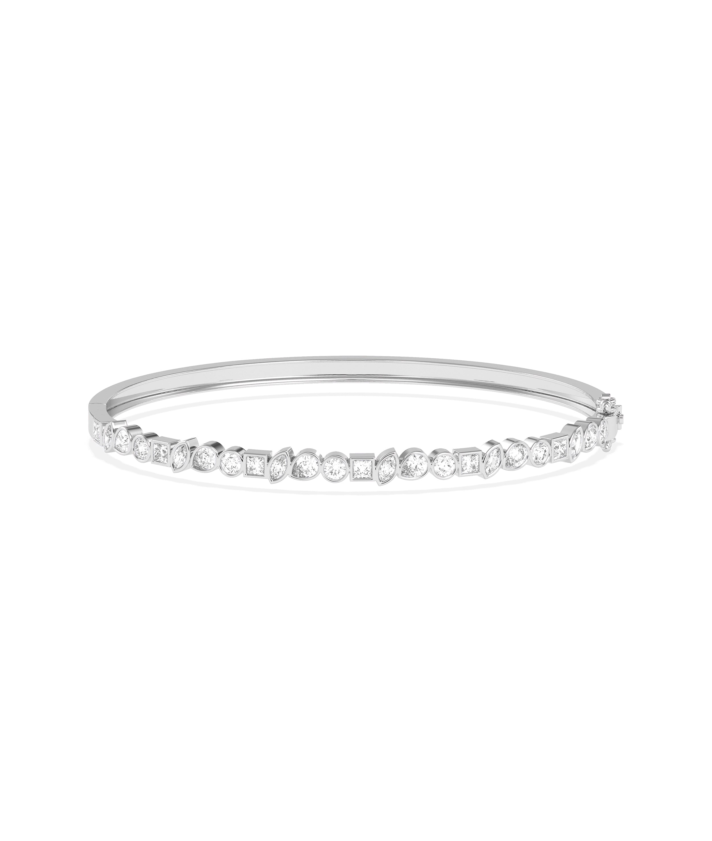 Multi-Shape Diamond Straight Line Bangle - Diamond Bangle