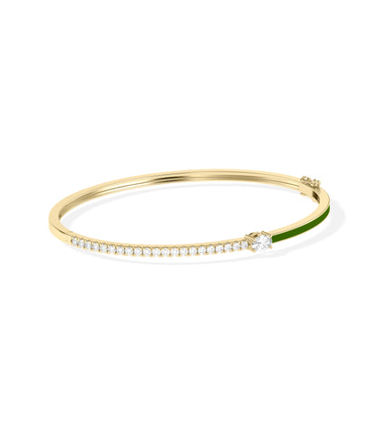 Enamel and Diamond Bangle with Solitaire | Everyday Jewelry