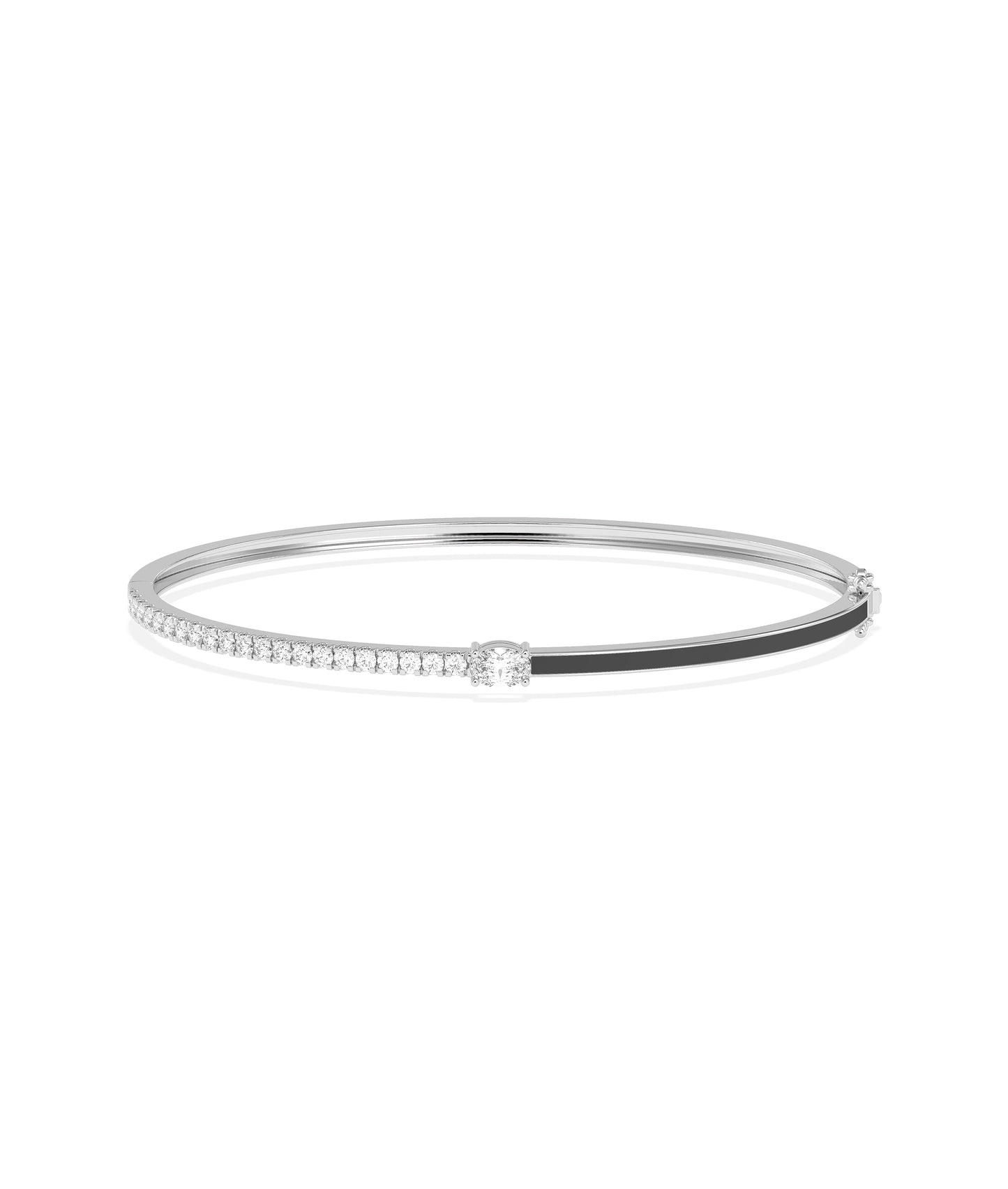 Enamel and Diamond Bangle with Solitaire | Everyday Jewelry