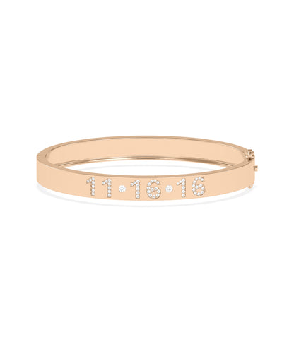 Custom Date Diamond Bangle - Personalized Diamond Bangle for Special Moments