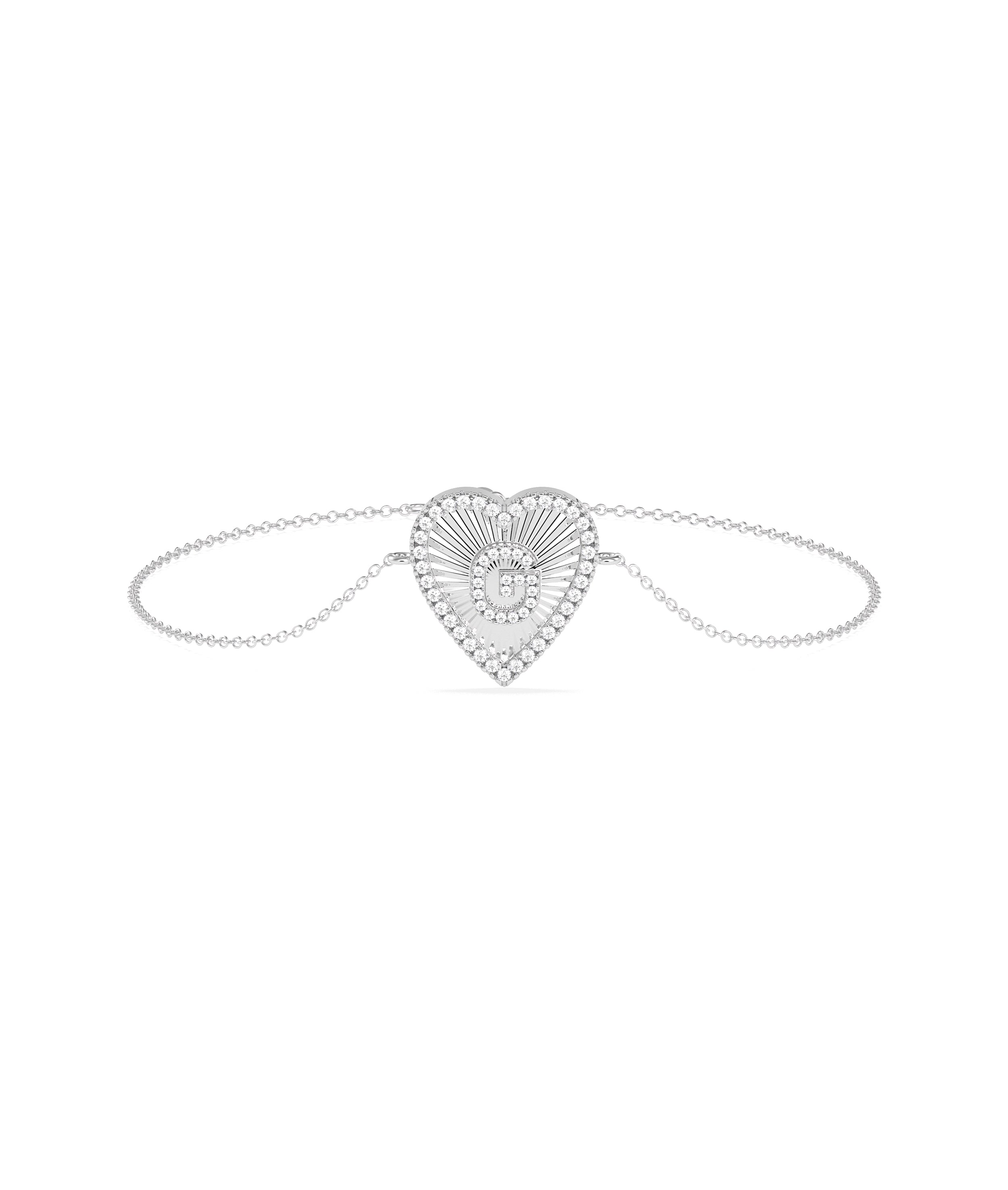 Diamond Heart Shape Initial Bracelet - Personalized Jewelry Gift