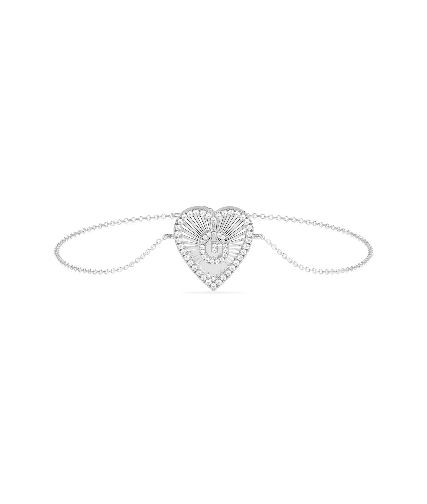 Diamond Heart Shape Initial Bracelet - Personalized Jewelry Gift