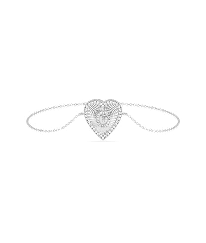 Diamond Heart Shape Initial Bracelet - Personalized Jewelry Gift