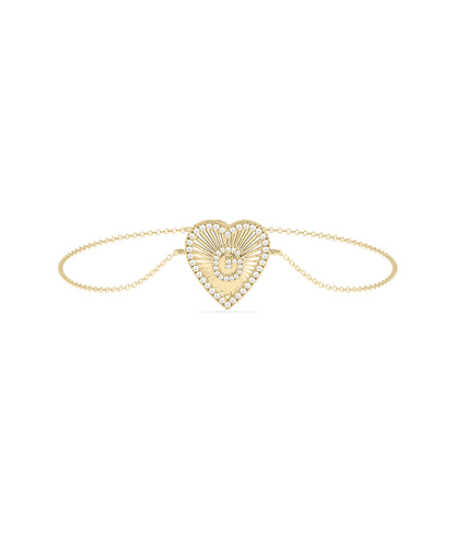 Diamond Heart Shape Initial Bracelet - Personalized Jewelry Gift